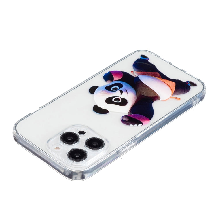 For iPhone 16 Pro Colored Drawing Pattern Transparent TPU Phone Case(Panda) by buy2fix