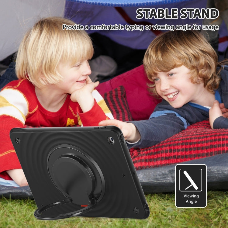 For iPad 10.2 2021 / 2020 / 2019 Rotation Handle Holder Silicone Hybrid PC Tablet Case(Black) - iPad 10.2 Cases by buy2fix | Online Shopping UK | buy2fix