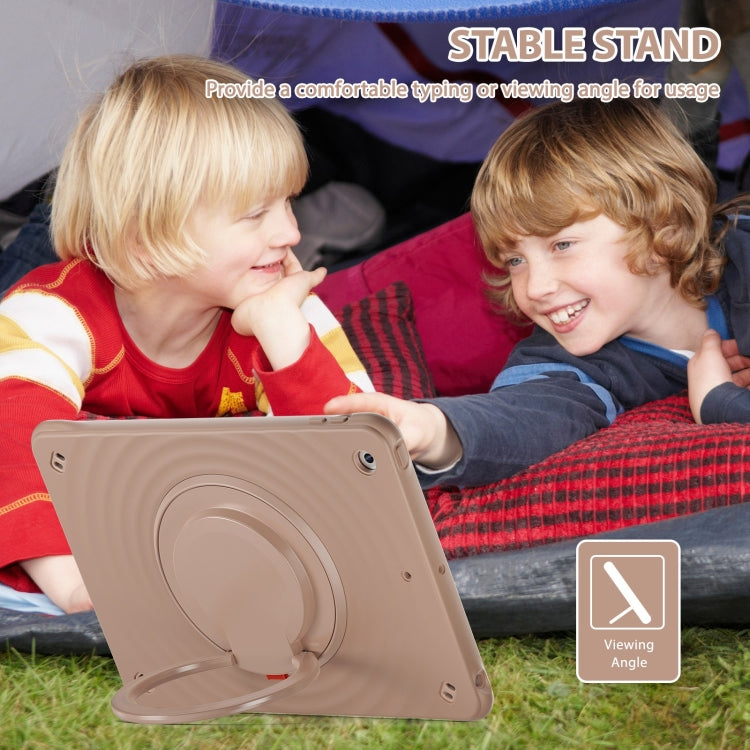 For iPad 10.2 2021 / 2020 / 2019 Rotation Handle Holder Silicone Hybrid PC Tablet Case(Light Coffee) - iPad 10.2 Cases by buy2fix | Online Shopping UK | buy2fix