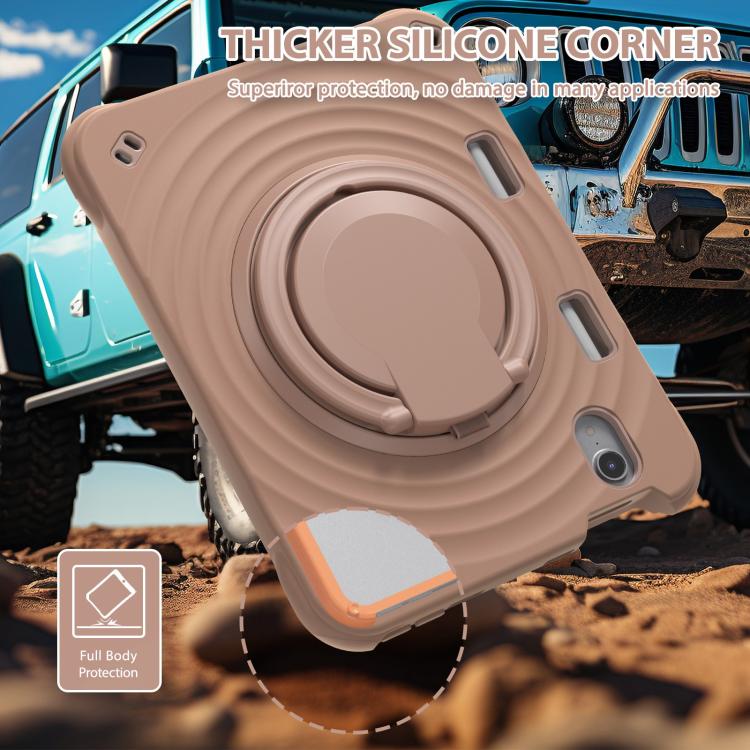 For iPad mini 2024 / mini 6 Rotation Handle Holder Silicone Hybrid PC Tablet Case(Light Coffee) - iPad mini 2024 Cases by buy2fix | Online Shopping UK | buy2fix