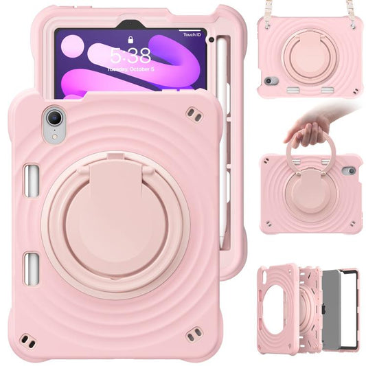 For iPad mini 2024 / mini 6 Rotation Handle Holder Silicone Hybrid PC Tablet Case(Pink) - iPad mini 2024 Cases by buy2fix | Online Shopping UK | buy2fix