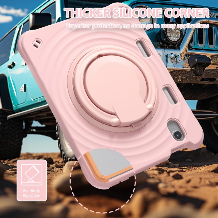 For iPad mini 2024 / mini 6 Rotation Handle Holder Silicone Hybrid PC Tablet Case(Pink) - iPad mini 2024 Cases by buy2fix | Online Shopping UK | buy2fix