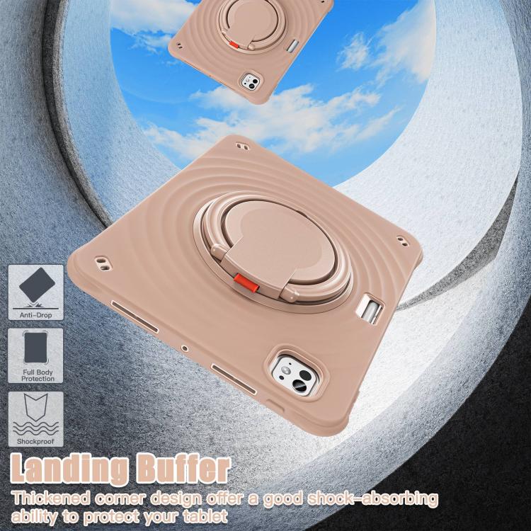 For iPad Pro 11 2024 Rotation Handle Holder Silicone Hybrid PC Tablet Case(Light Coffee) - iPad Pro 11 2024 Cases by buy2fix | Online Shopping UK | buy2fix