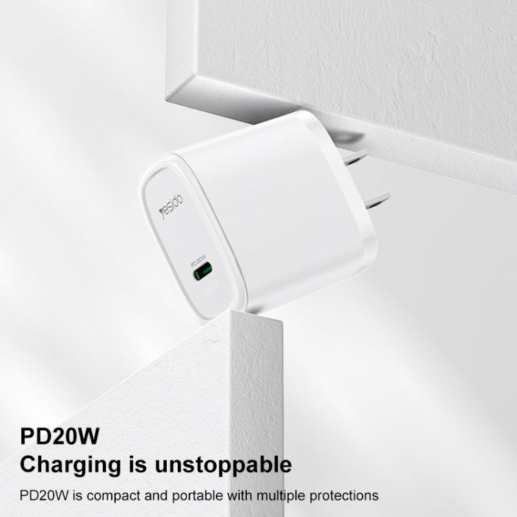 Yesido YC11U 20W PD USB-C / Type-C Fast Charging Charger, Specification:US Plug(White) - USB Charger by Yesido | Online Shopping UK | buy2fix