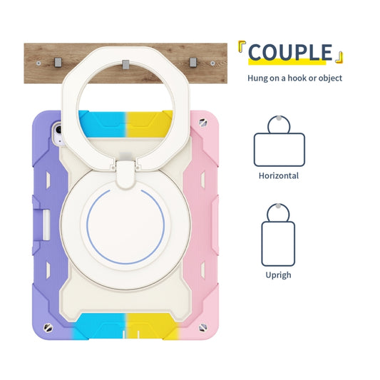 For iPad Air 13 2024 / 2025 Armor Portable Rotating Ring Holder Silicone Tablet Case with Pen Slot(Colorful Pink) - iPad Air 13 2025 / 2024 Cases by buy2fix | Online Shopping UK | buy2fix
