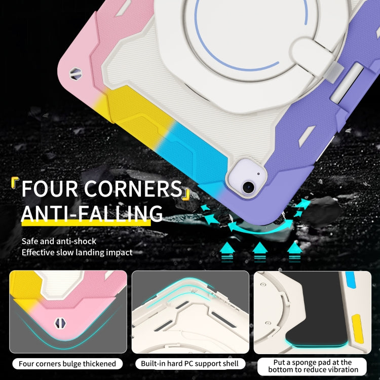 For iPad Air 13 2024 / 2025 Armor Portable Rotating Ring Holder Silicone Tablet Case with Pen Slot(Colorful Pink) - iPad Air 13 2025 / 2024 Cases by buy2fix | Online Shopping UK | buy2fix