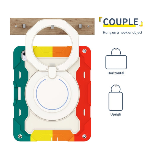 For iPad Air 13 2024 / 2025 Armor Portable Rotating Ring Holder Silicone Tablet Case with Pen Slot(Colorful Red) - iPad Air 13 2025 / 2024 Cases by buy2fix | Online Shopping UK | buy2fix