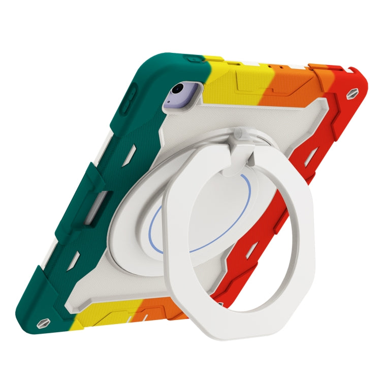 For iPad Air 13 2024 / 2025 Armor Portable Rotating Ring Holder Silicone Tablet Case with Pen Slot(Colorful Red) - iPad Air 13 2025 / 2024 Cases by buy2fix | Online Shopping UK | buy2fix