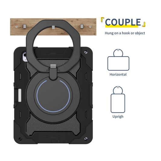 For iPad Air 13 2024 / 2025 Armor Portable Rotating Ring Holder Silicone Tablet Case with Pen Slot(Black) - iPad Air 13 2025 / 2024 Cases by buy2fix | Online Shopping UK | buy2fix