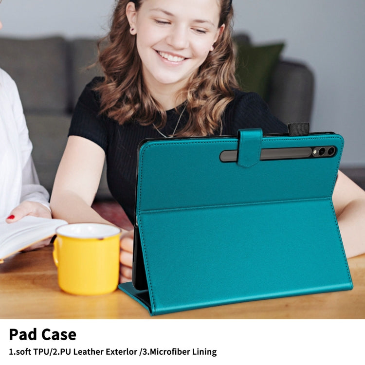 For Samsung Galaxy Tab S9 FE+ / S9+ Rhombus Lattice Leather Tablet Case(Dark Green) by buy2fix