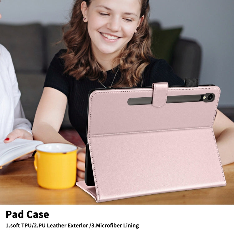 For Samsung Galaxy Tab S9 FE / S9 Rhombus Lattice Leather Tablet Case(Rose Gold) by buy2fix
