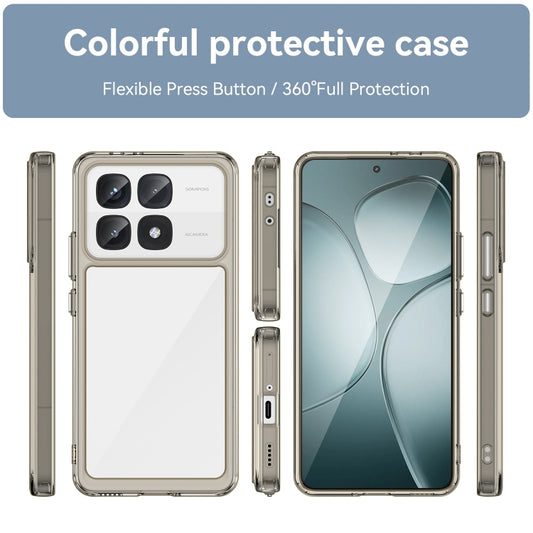 For Redmi K70 Ultra Colorful Series Acrylic Hybrid TPU Phone Case(Transparent Grey) by buy2fix