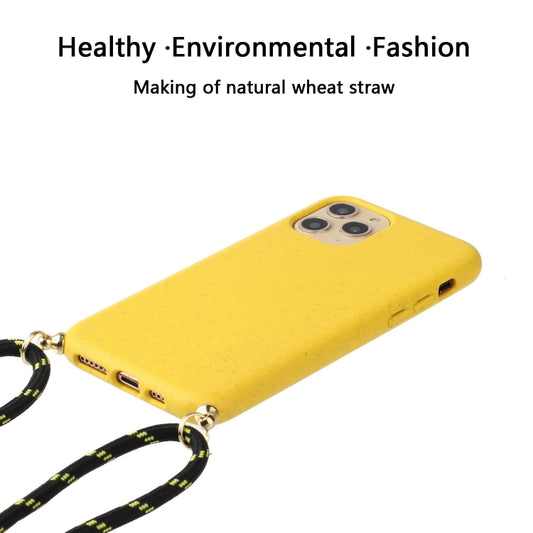 For iPhone 16 Wheat Straw Material + TPU Phone Case with Lanyard(Green) by buy2fix