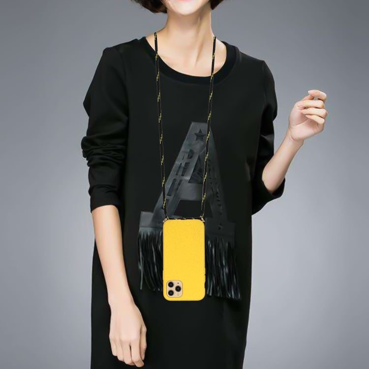 For iPhone 16 Wheat Straw Material + TPU Phone Case with Lanyard(Yellow) by buy2fix
