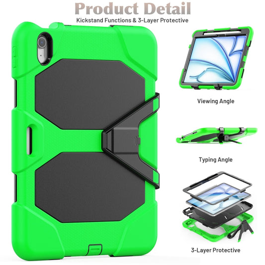 For iPad Air 11 2025 / 2024 Colorful Silicone Heavy Duty Hybrid PC Tablet Case(Green) by buy2fix