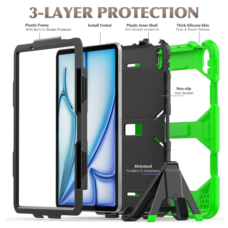 For iPad Air 11 2025 / 2024 Colorful Silicone Heavy Duty Hybrid PC Tablet Case(Green) - iPad Air 11 2025 / 2024 Cases by buy2fix | Online Shopping UK | buy2fix
