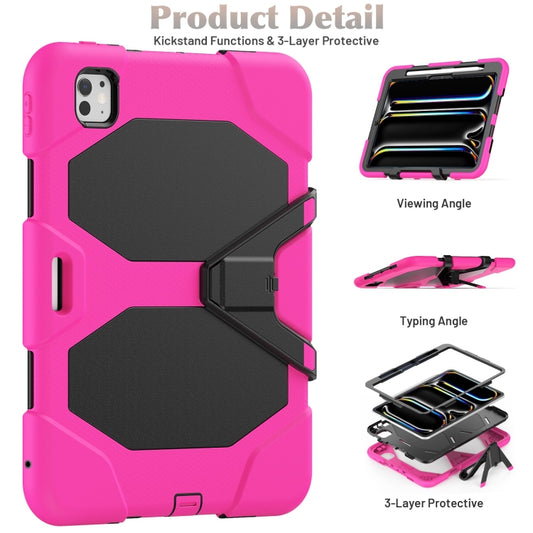 For iPad Pro 11 2025 / 2024 Colorful Silicone Heavy Duty Hybrid PC Tablet Case(Rose Red) by buy2fix