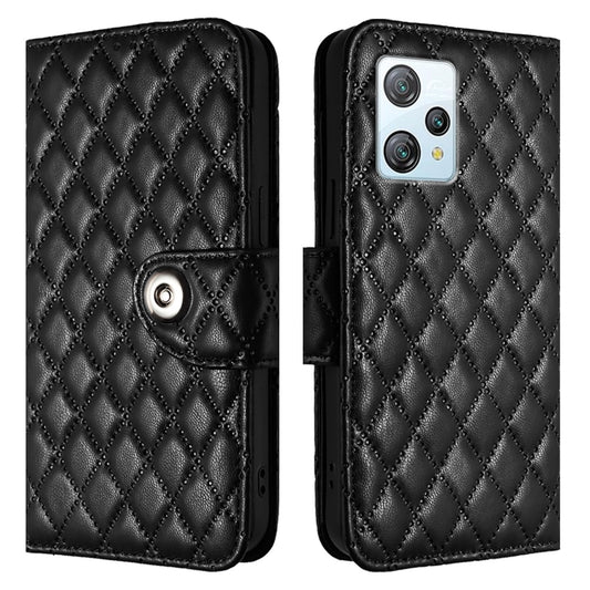For Blackview A53 Rhombic Texture Flip Leather Phone Case with Lanyard(Black) by buy2fix