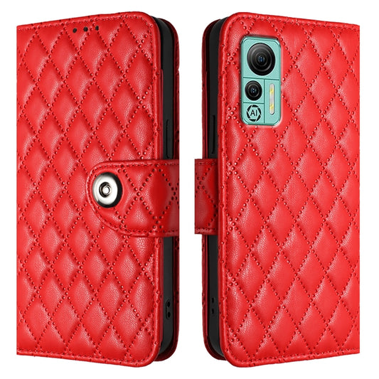 For Ulefone Note 14 Rhombic Texture Flip Leather Phone Case with Lanyard(Red) by buy2fix