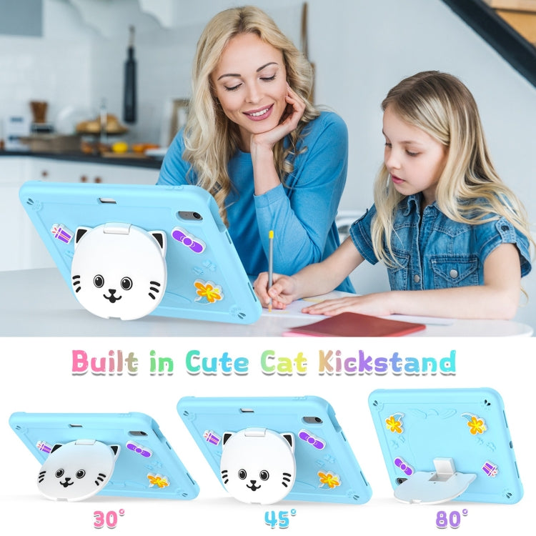 For iPad Air 11 2025 / 2024 Cat Holder Silicone Hybrid PC Tablet Case with Strap(Sky Blue) - iPad Air 11 2025 / 2024 Cases by buy2fix | Online Shopping UK | buy2fix