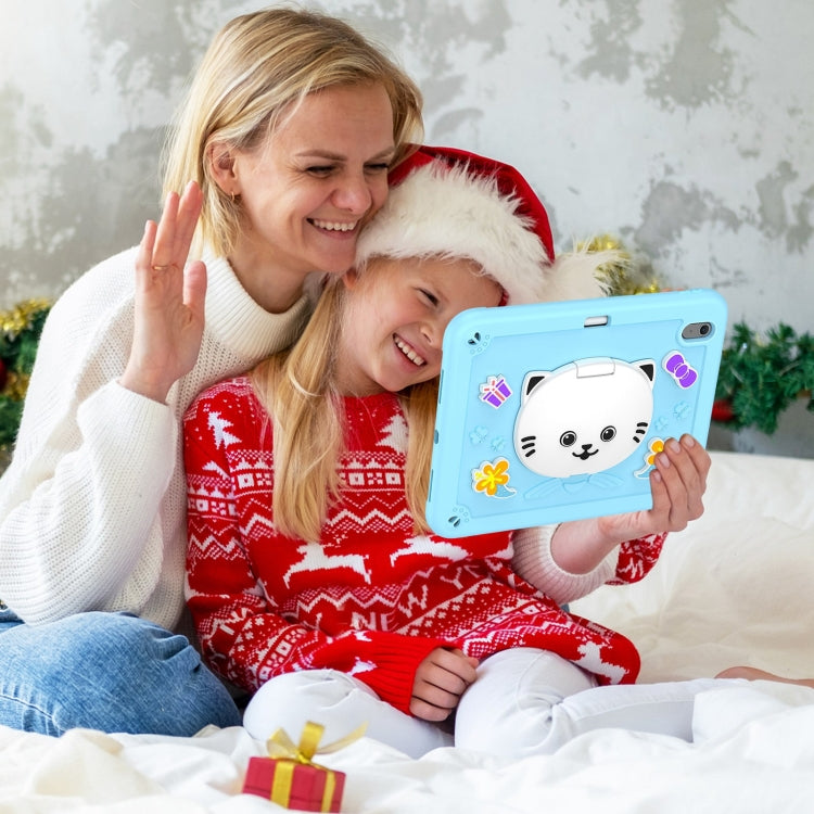 For iPad Air 11 2025 / 2024 Cat Holder Silicone Hybrid PC Tablet Case with Strap(Sky Blue) - iPad Air 11 2025 / 2024 Cases by buy2fix | Online Shopping UK | buy2fix