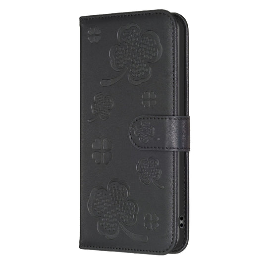 For Samsung Galaxy S25 Ultra 5G Four-leaf Embossed Leather Phone Case(Black) by buy2fix