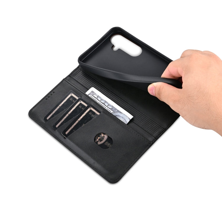 For Samsung Galaxy S25 5G AZNS Magnetic Calf Texture Flip Leather Phone Case(Black) by AZNS