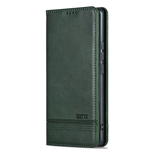 For Samsung Galaxy S25 5G AZNS Magnetic Calf Texture Flip Leather Phone Case(Dark Green) by AZNS
