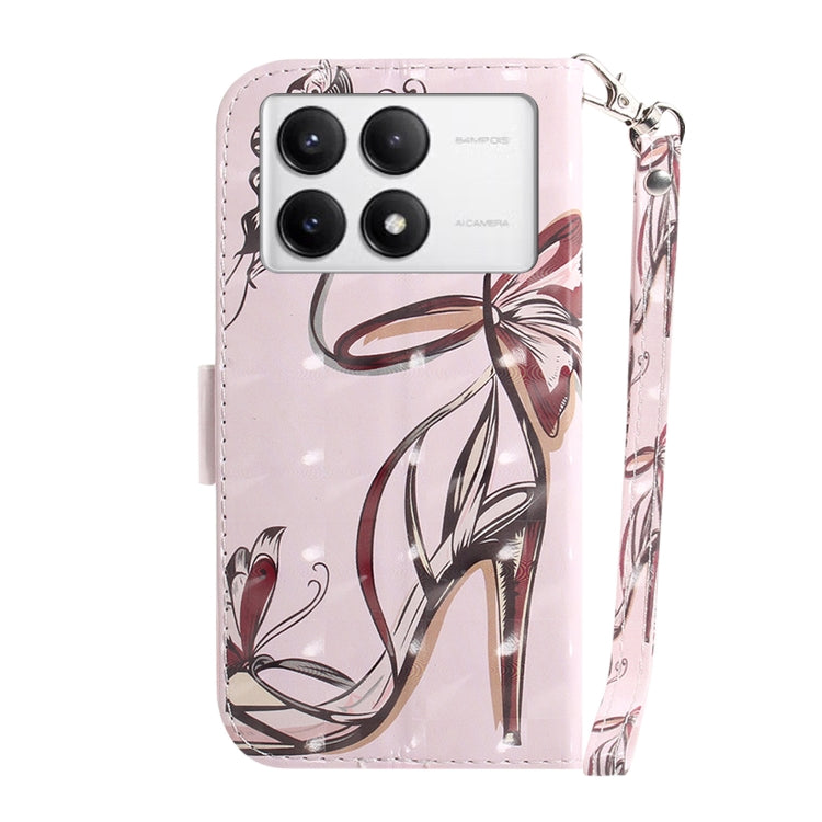 For Xiaomi Redmi K70 Pro / K70 3D Colored Flip Leather Phone Case(Butterfly High-heeled) - Xiaomi Cases by buy2fix | Online Shopping UK | buy2fix