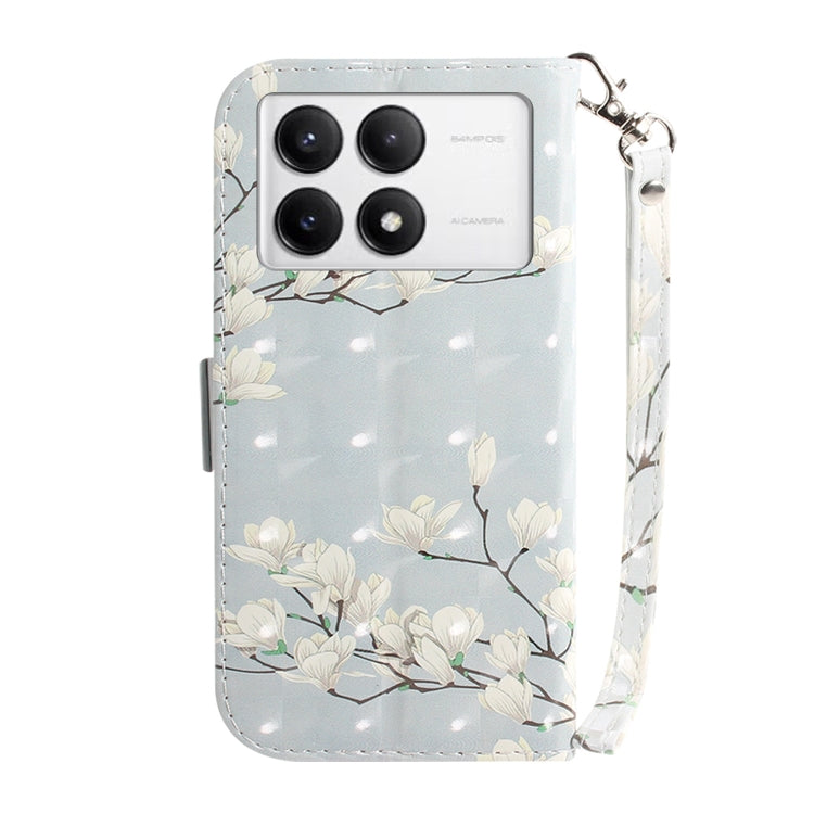 For Xiaomi Redmi K70 Pro / K70 3D Colored Flip Leather Phone Case(Magnolia) - Xiaomi Cases by buy2fix | Online Shopping UK | buy2fix