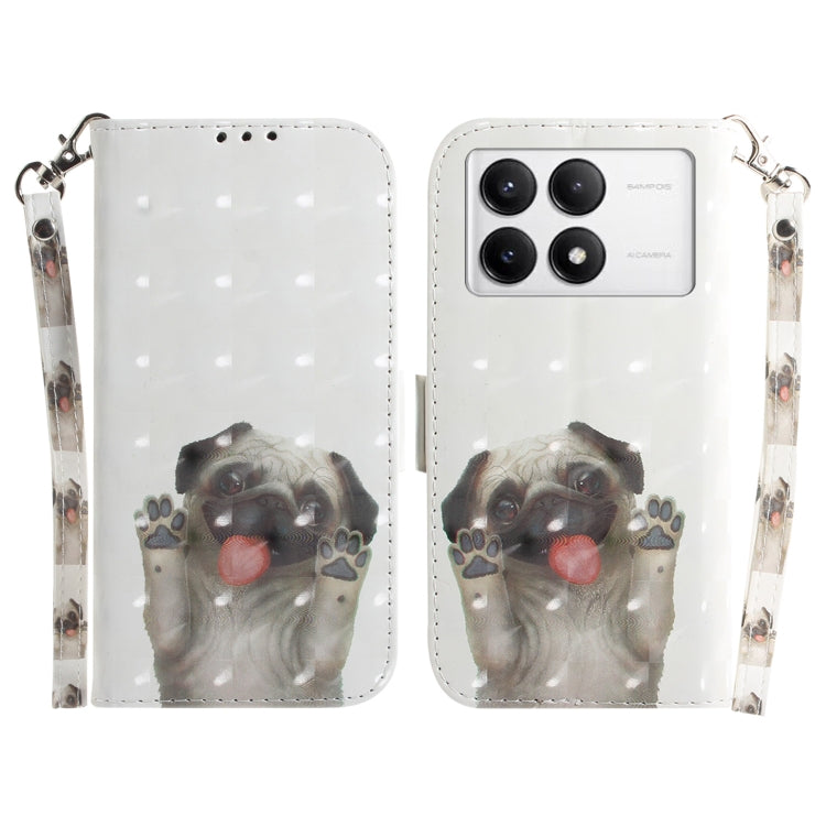 For Xiaomi Redmi K70 Pro / K70 3D Colored Flip Leather Phone Case(Pug) - Xiaomi Cases by buy2fix | Online Shopping UK | buy2fix