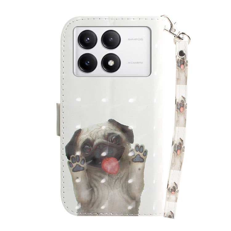 For Xiaomi Redmi K70 Pro / K70 3D Colored Flip Leather Phone Case(Pug) - Xiaomi Cases by buy2fix | Online Shopping UK | buy2fix