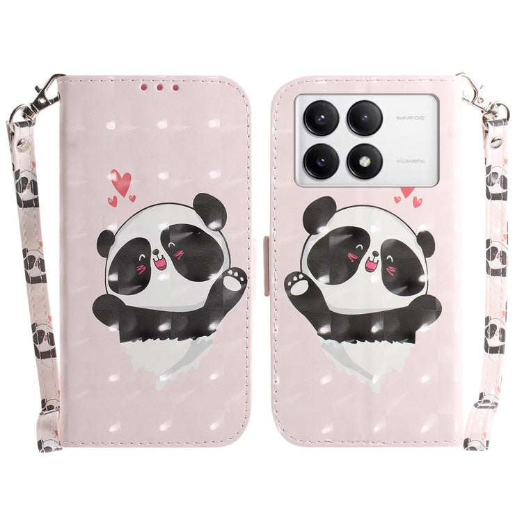 For Xiaomi Redmi K70 Pro / K70 3D Colored Flip Leather Phone Case(Heart Panda) - Xiaomi Cases by buy2fix | Online Shopping UK | buy2fix