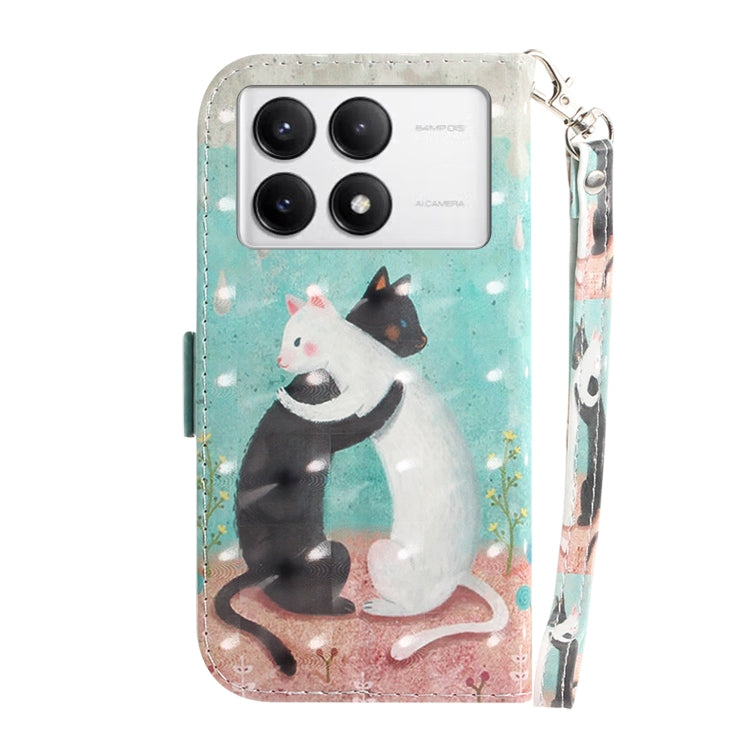 For Xiaomi Redmi K70 Pro / K70 3D Colored Flip Leather Phone Case(Black White Cat) - Xiaomi Cases by buy2fix | Online Shopping UK | buy2fix