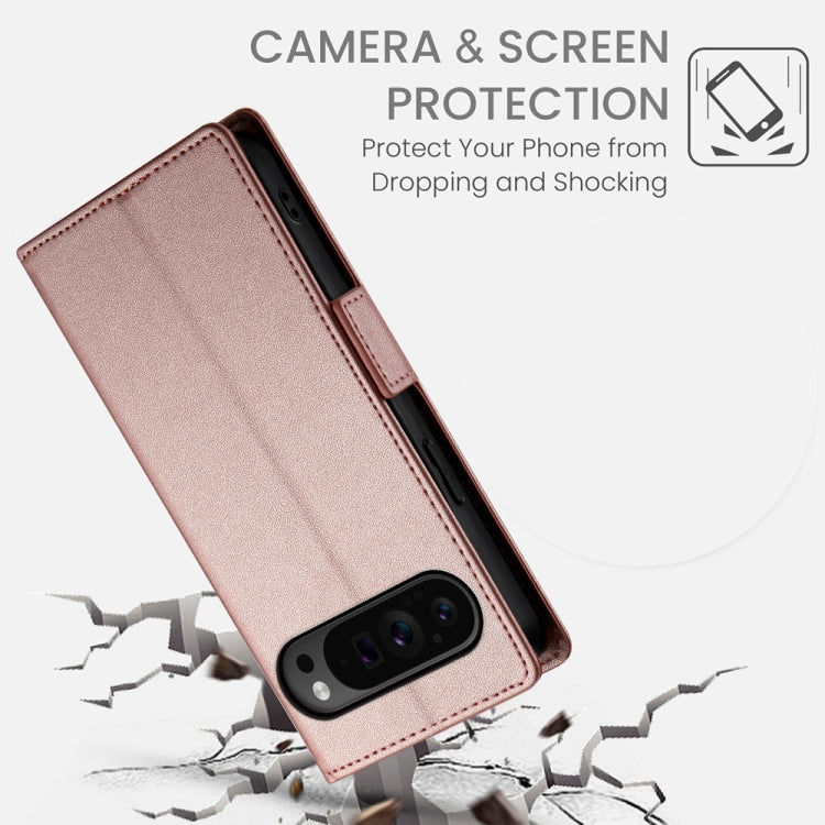 For Google Pixel 9 Pro Side Buckle Magnetic Frosted Leather Phone Case(Rose Gold) by buy2fix