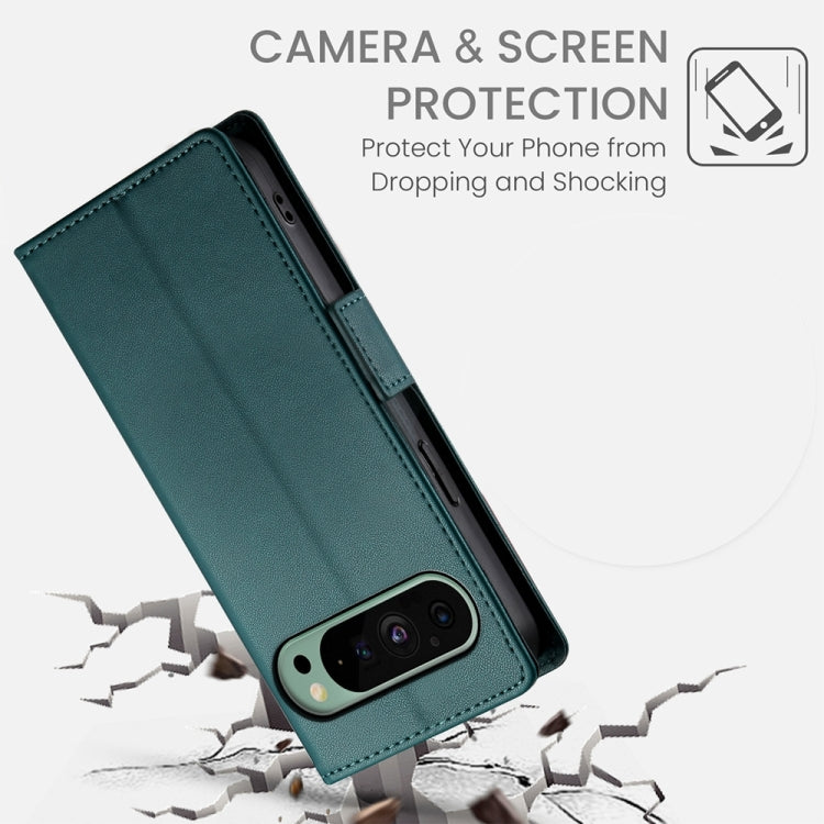 For Google Pixel 9 Side Buckle Magnetic Frosted Leather Phone Case(Dark Green) by buy2fix