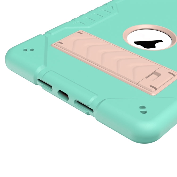 For iPad 10.2 2021 / 2020 / 2019 Armor Holder Silicone Hybrid PC Tablet Case(Mint Green Gold) by buy2fix