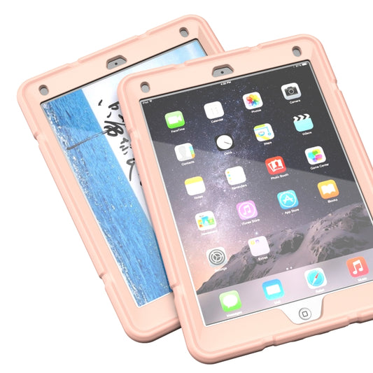 For iPad 10.2 2021 / 2020 / 2019 Armor Holder Silicone Hybrid PC Tablet Case(Rose Gold) by buy2fix