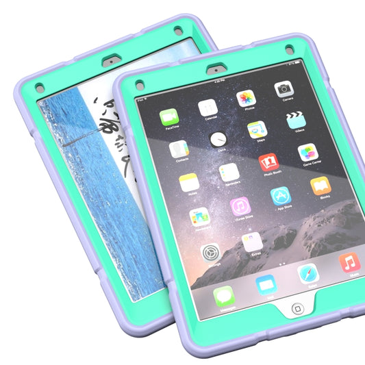 For iPad 10.2 2021 / 2020 / 2019 Armor Holder Silicone Hybrid PC Tablet Case(Purple Mint Green) by buy2fix