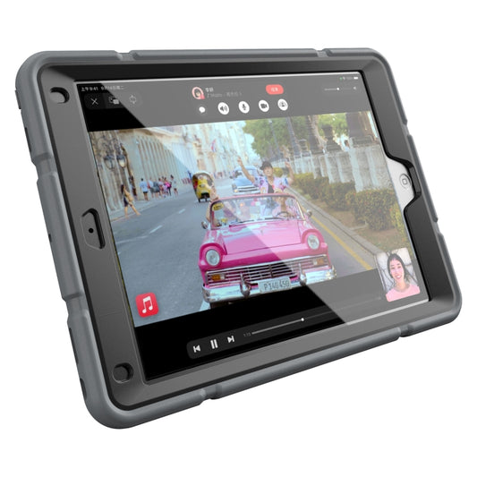 For iPad 9.7 2018 / Air / Air 2 Armor Holder Silicone Hybrid PC Tablet Case(Grey Black) by buy2fix