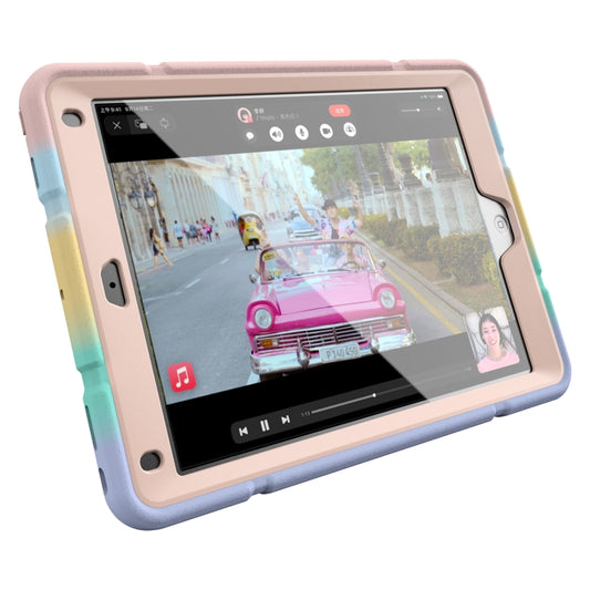 For iPad 9.7 2018 / Air / Air 2 Armor Holder Silicone Hybrid PC Tablet Case(Gradient Color Gold) by buy2fix