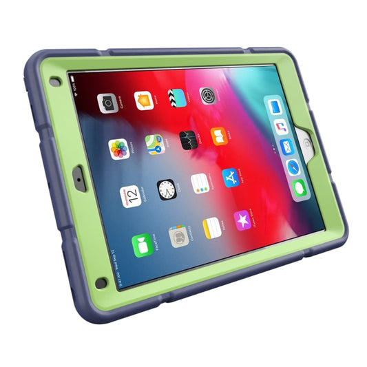 For iPad 9.7 2018 / Air / Air 2 Armor Holder Silicone Hybrid PC Tablet Case(Navy Yellow Green) by buy2fix