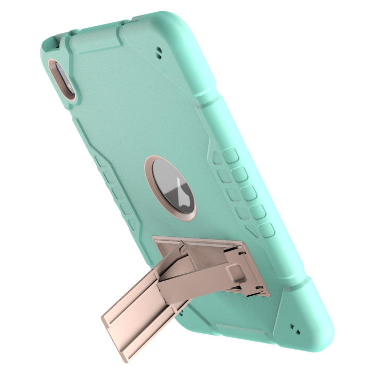 For iPad 2025 / 2022 Armor Holder Silicone Hybrid PC Tablet Case(Mint Green Gold) by buy2fix