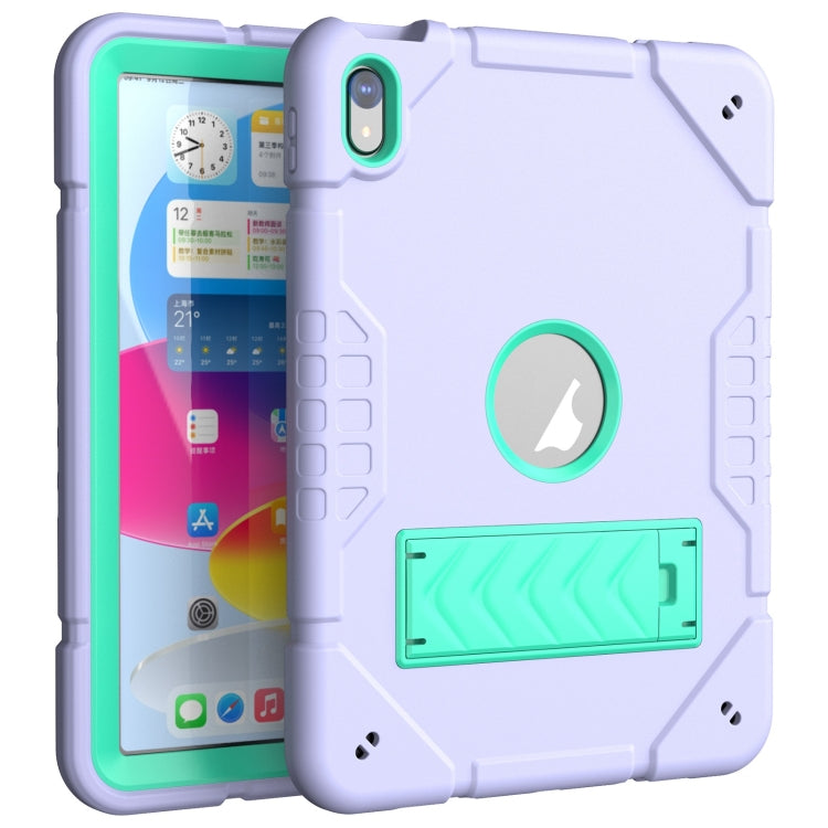 For iPad 2025 / 2022 Armor Holder Silicone Hybrid PC Tablet Case(Purple Mint Green) - iPad 2025 / 2022 Cases by buy2fix | Online Shopping UK | buy2fix