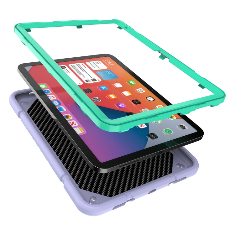 For iPad 2025 / 2022 Armor Holder Silicone Hybrid PC Tablet Case(Purple Mint Green) - iPad 2025 / 2022 Cases by buy2fix | Online Shopping UK | buy2fix