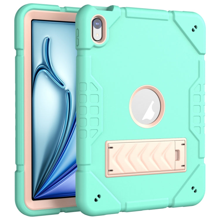 For iPad Air 11 2025 / 2024 Armor Holder Silicone Hybrid PC Tablet Case(Mint Green Gold) - iPad Air 11 2025 / 2024 Cases by buy2fix | Online Shopping UK | buy2fix