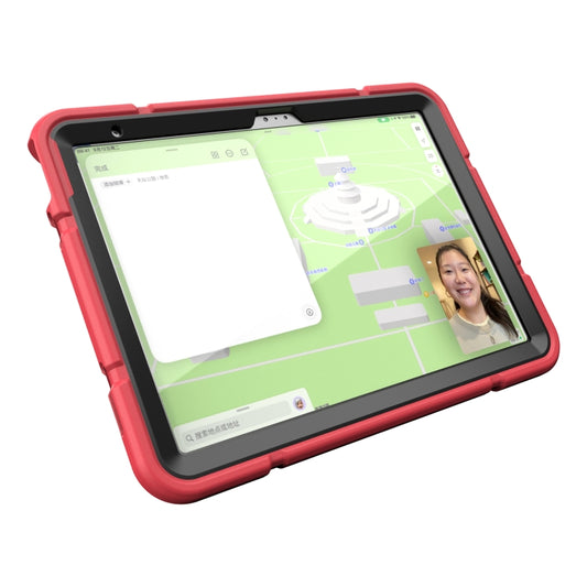 For iPad Air 11 2025 / 2024 Armor Holder Silicone Hybrid PC Tablet Case(Red Black) by buy2fix