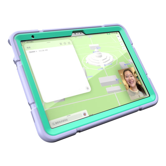 For iPad Air 11 2025 / 2024 Armor Holder Silicone Hybrid PC Tablet Case(Purple Mint Green) by buy2fix