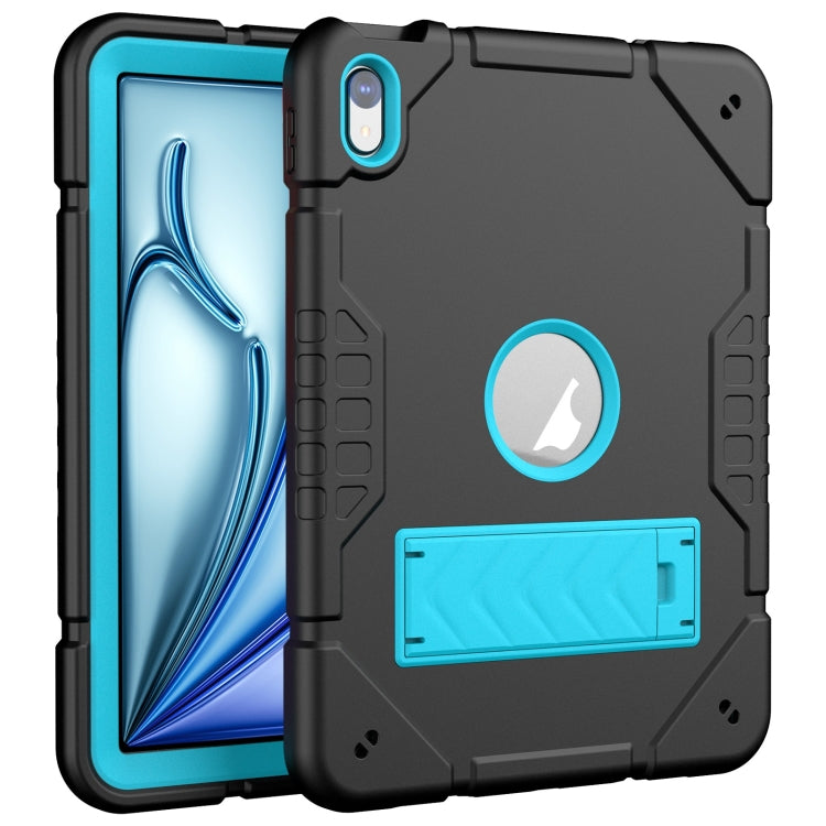 For iPad Air 11 2025 / 2024 Armor Holder Silicone Hybrid PC Tablet Case(Black Blue) - iPad Air 11 2025 / 2024 Cases by buy2fix | Online Shopping UK | buy2fix
