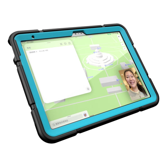 For iPad Air 11 2025 / 2024 Armor Holder Silicone Hybrid PC Tablet Case(Black Blue) by buy2fix